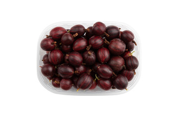 fresh red gooseberry isolated on white background, top view