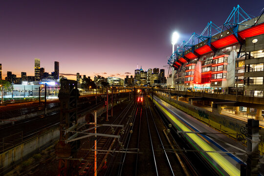 Melbourne Cricket Ground At Night In Australia