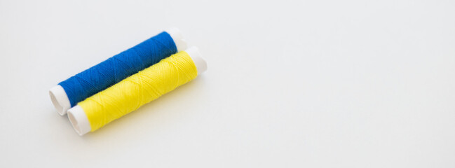 Yellow and blue threads. Color flag of Ukraine