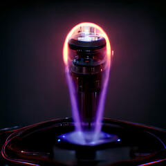 futuristic 3D image of plasma or shield , glowing flame shape. Modern design, space technology