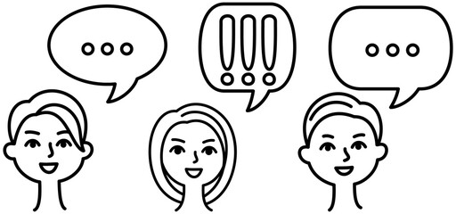 Speech bubble icon. Social media messages, comic bubbles and chats. Think stickers, speech comments. Interface dialog, talk button, application speech balloon. Message, communication letter
