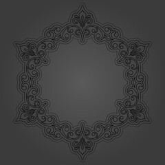 Elegant vintage round black ornament in classic style. Abstract traditional pattern with oriental elements. Classic vintage pattern