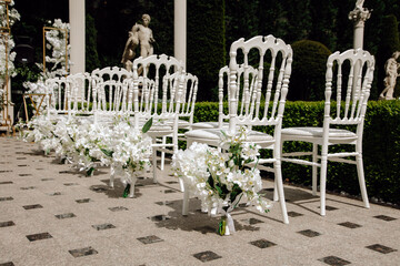 decorated chairs for the wedding
