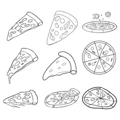 pizza vector illustration set food art line 