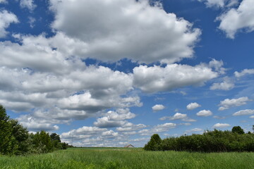A field under a cloudy sky, Sainte-Apolline, Québec, Canada