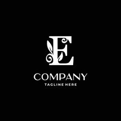 letter E logo design monogram with flourish decoration vector