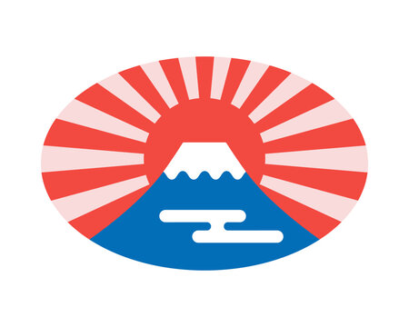 recommend clip art: 富士山と日の出のシンボル　ベクターアイコン