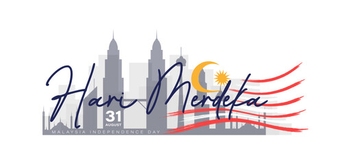 Malaysia independence day background vector with street art illustration concept
