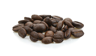 Roasted coffee beans isolated on white background