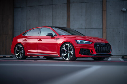 Wroclaw, Poland - October 3, 2020: Red Audi Quattro RS5 