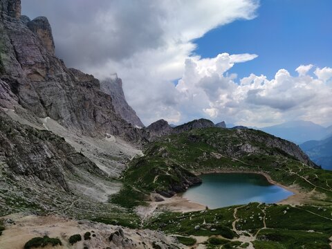 Lake Coldai in the Dolomites, Veneto, travel in Italy