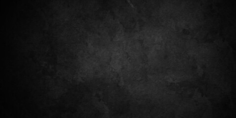 Fototapeta premium Vintage black stone concrete cement blackboard chalkboard wall floor texture. Black anthracite dark grey grunge old texture panorama backdrop background.