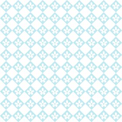vector seamless pattern with white flowers in blue cells