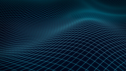 Abstract Wavy Wireframe Technology Background
