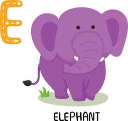 Obraz premium Illustration Isolated Animal Alphabet Letter E-Elephant