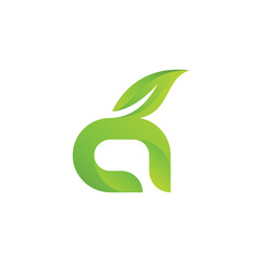Letter a + leaf logo, minimalist and modern