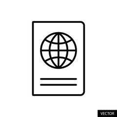 Passport vector icon in line style design for website design, app, UI, isolated on white background. Editable stroke. Vector illustration.