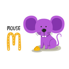 Illustration Isolated Animal Alphabet Letter M-Mouse