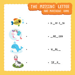 The missing letter and matching game