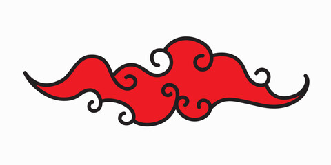 Tibetan cloud symbol elegant style isolated on white background. Oriental traditional ornament for holiday card, invitation, party poster, flyer, decor element. Vector 10 eps