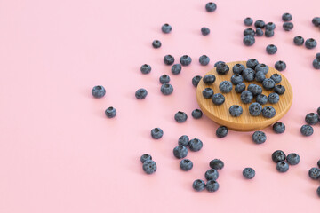 Fresh blueberry on pink background