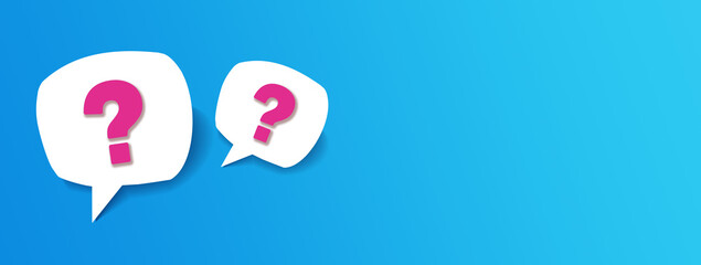 Question mark paper icon on blue background. FAQ sign. Asking questions.