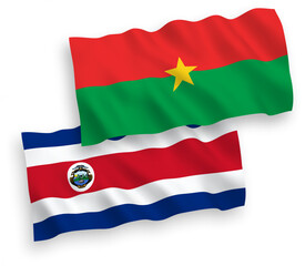 Flags of Republic of Costa Rica and Burkina Faso on a white background