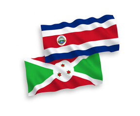 Flags of Republic of Costa Rica and Burundi on a white background