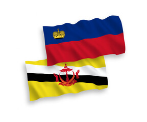 Flags of Liechtenstein and Brunei on a white background