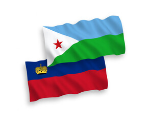 Flags of Liechtenstein and Republic of Djibouti on a white background