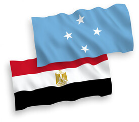 Fototapeta premium Flags of Federated States of Micronesia and Egypt on a white background