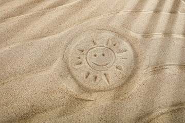 Sand with free space and sun rays on a summer day with a free space