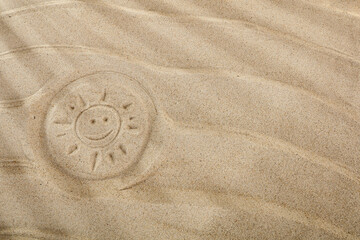 Sand with free space and sun rays on a summer day with a free space
