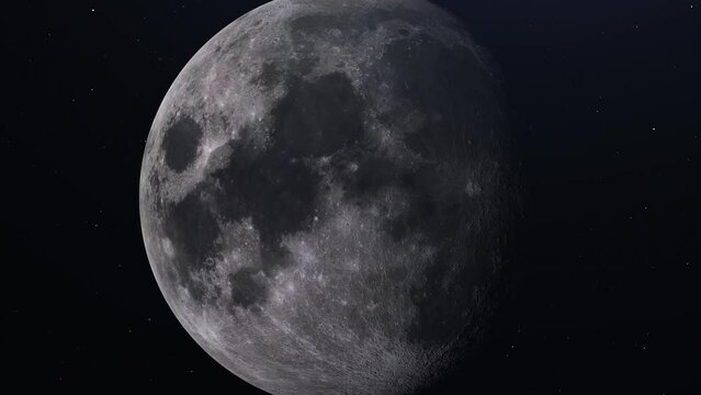 Ultra Realistic Moon is slowly rotating around its axis. Realistic animation of Earth's natural satellite