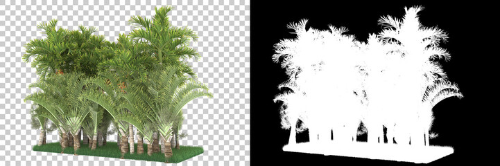 Fototapeta na wymiar Exotic island isolated on background with mask. 3d rendering - illustration