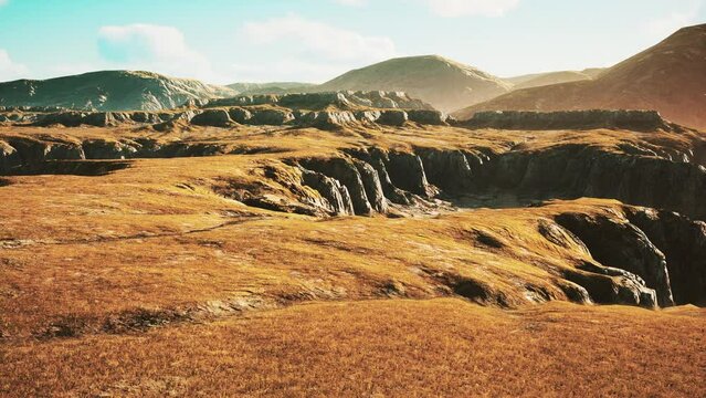 Mountain scenery with dry grass in Afghanistan