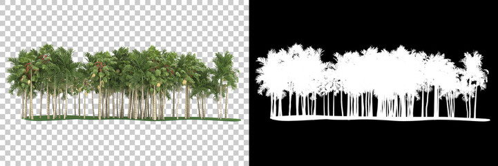 Palm tree island isolated on background with mask. 3d rendering - illustration