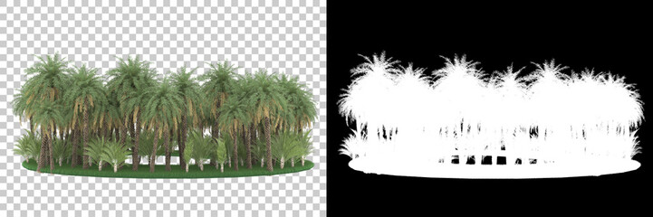 Fototapeta na wymiar Palm tree island isolated on background with mask. 3d rendering - illustration