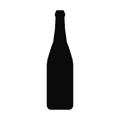 Bottle champagne icon isolated on white background for coocking silhouette, plastic recycling sign, container, water, alcohol, beer, lemonade. Vector 10 eps