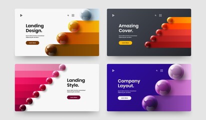 Creative front page design vector template composition. Isolated 3D balls poster concept bundle.