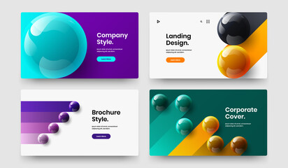 Vivid corporate cover vector design layout set. Simple realistic balls company identity concept bundle.