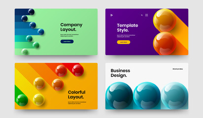 Amazing 3D balls corporate identity template collection. Colorful website design vector layout set.