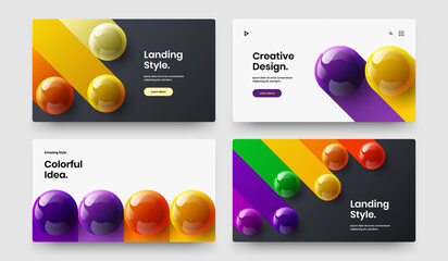 Unique 3D balls corporate identity illustration collection. Clean booklet design vector layout set.