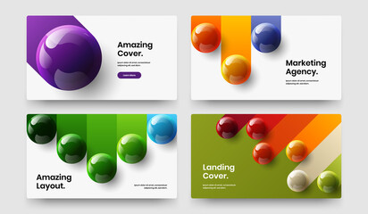 Original realistic balls catalog cover template composition. Trendy presentation design vector concept set.