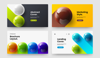 Vivid site vector design layout composition. Minimalistic realistic balls placard concept set.