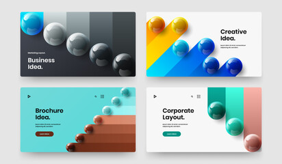 Simple annual report vector design concept set. Multicolored realistic balls placard layout composition.