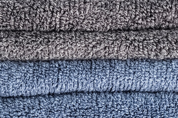 Terry bath towels made of cotton close-up. Background, texture