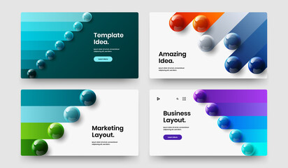 Original 3D balls site illustration bundle. Abstract booklet design vector layout composition.