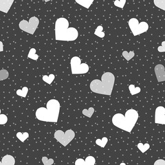 Fototapeta na wymiar Vector seamless pattern with hearts. Cute design for fabric, wrapping, wallpaper for Valentine's Day.