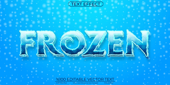 Blue And Snow Frozen Editable And Scalable Vector Text Effect